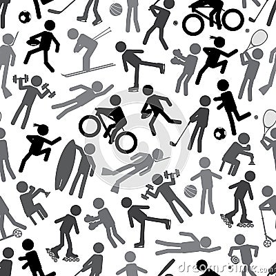 Sport silhouettes gray-scale Vector Illustration