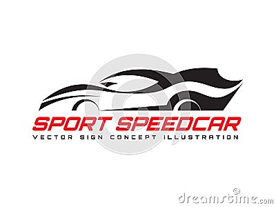 Sport speed car - vector logo template concept illustration. Abstract automobile creative graphic sign. Design element Vector Illustration