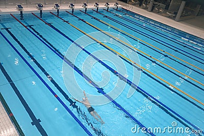 Sport swimming pool inside building Stock Photo