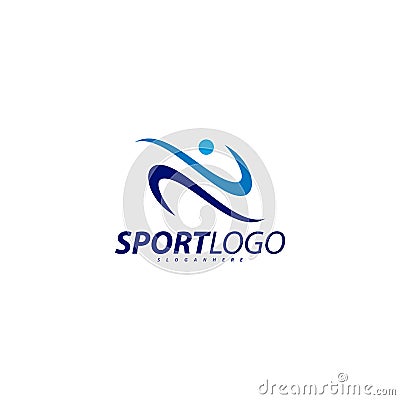 Sport symbol design, Fitness people icon vector logo, speed fitness, running, swimming, jumping logotype, hexagon people Vector Illustration