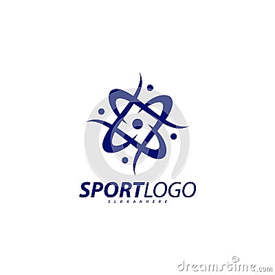 Sport symbol design, Fitness people icon vector logo, speed fitness, running, swimming, jumping logotype, hexagon people Vector Illustration