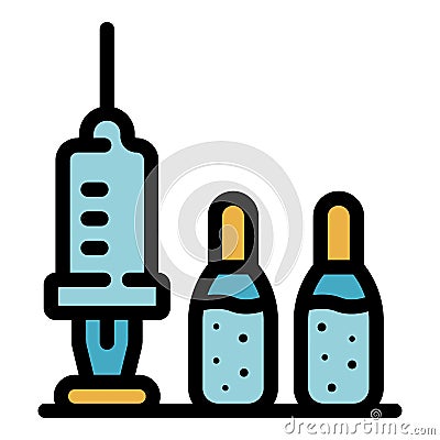 Sport syringe ampules icon color outline vector Vector Illustration