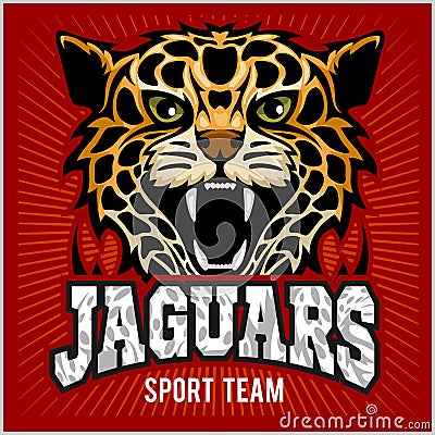 Sport team - Jaguar, wild cat Panther. Vector illustration, red background, shadow. Vector Illustration