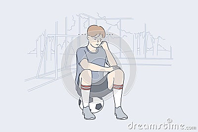 Sport, training, game, football, depression, frustration, mental stress concept Vector Illustration