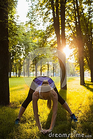 Sport training stretching outdoor healthcare Stock Photo