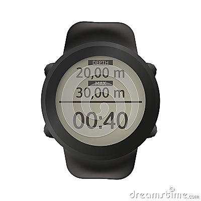 Sport watch for diving. Dive computer Vector Illustration