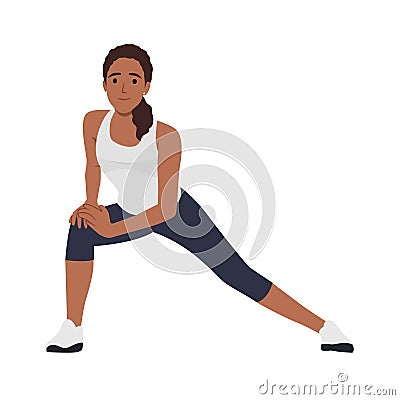 Sport woman doing Hip Flexor Stretches to Release Tightness and Gain Flexibility in Your Hips Cartoon Illustration