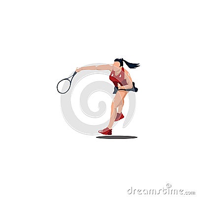 sport woman swing his tennis racket to smash the ball - tennis athlete cartoon smashing the ball Vector Illustration