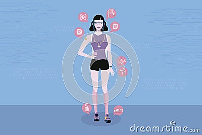 Sport woman with wearable technology Stock Photo