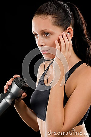 Sport woman young listen music headphones Stock Photo