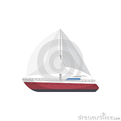 Sport yacht side view isolated icon Vector Illustration