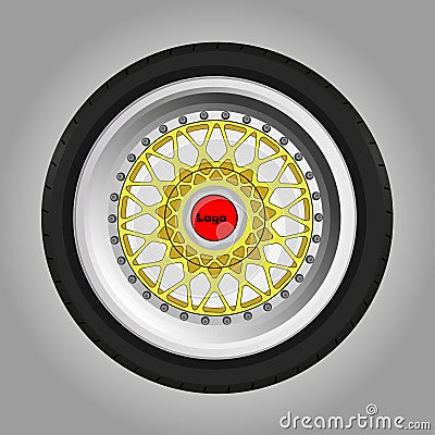 Sportcar wheel with a tire Vector Illustration