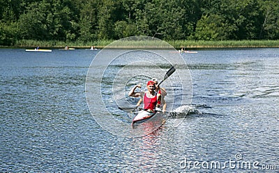 Sporting competitions on kayaks and canoe Editorial Stock Photo