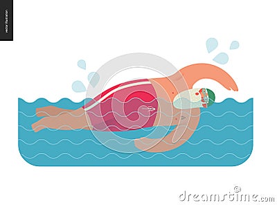 Sporting Santa - pool swimming Vector Illustration