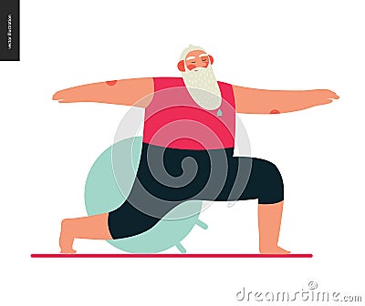 Sporting Santa - yoga Vector Illustration