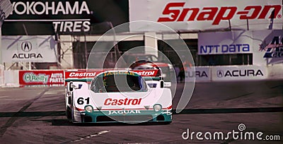 Sportive Le Mans Castrol car during TWR JAGUAR rally competition Editorial Stock Photo