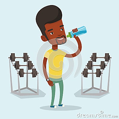 Sportive man drinking water vector illustration. Vector Illustration