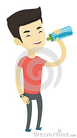 Sportive man drinking water vector illustration. Vector Illustration