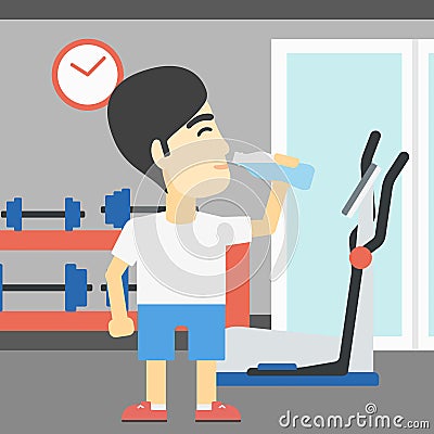 Sportive man drinking water vector illustration. Vector Illustration