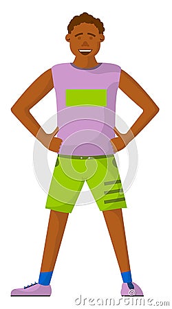 Sportive man, jogging or running athletic guy Vector Illustration