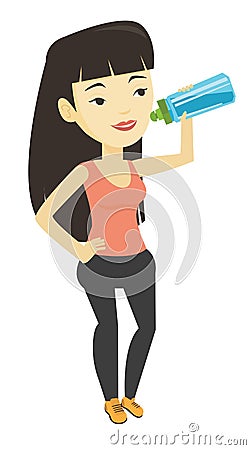 Sportive woman drinking water vector illustration. Vector Illustration