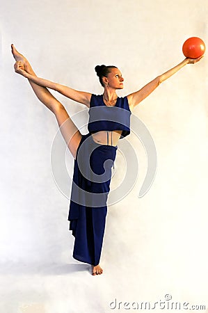 Balance with a gymnastic ball Stock Photo