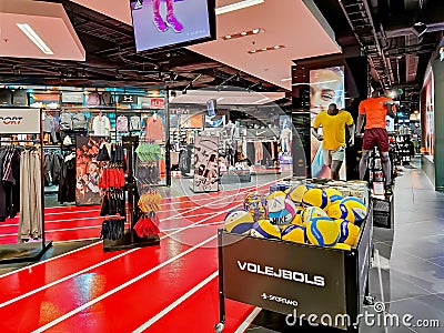 Sportland sporting goods retailer with a wide variety of sporting goods in the shopping mall Editorial Stock Photo