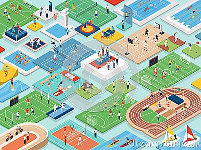 Sports and athletes international competition Vector Illustration