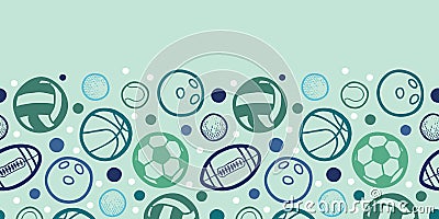 Sports balls horizontal seamless pattern Vector Illustration