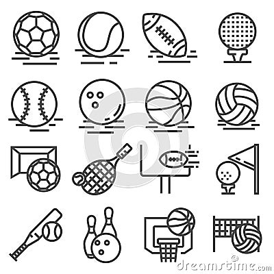 Sports balls isolated on white background Cartoon Illustration