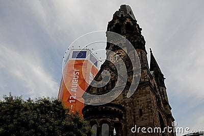 SPORTS BILLBOARD WITH BERLIN 2018 ATHLETIC -EC Editorial Stock Photo