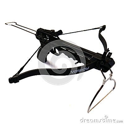 Sports black crossbow on a white background Editorial Stock Photo