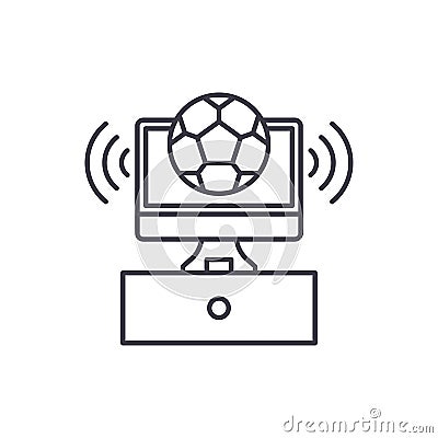 Sports broadcast line icon concept. Sports broadcast vector linear illustration, symbol, sign Vector Illustration