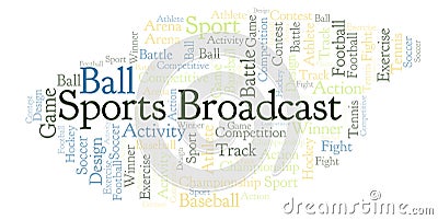 Sports Broadcast word cloud. Stock Photo