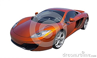 Sports car in orange, isolated Stock Photo