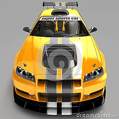 The sports car is a sedan coupe in exclusive racing performance and with an aerodynamic body kit. It is intended for Cartoon Illustration