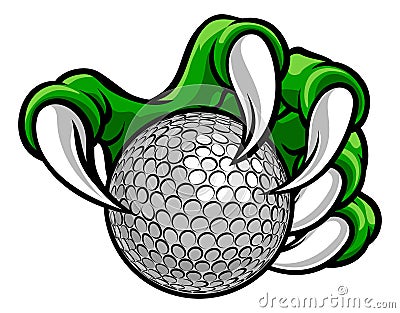 Golf Ball Claw Monster Sports Hand Vector Illustration