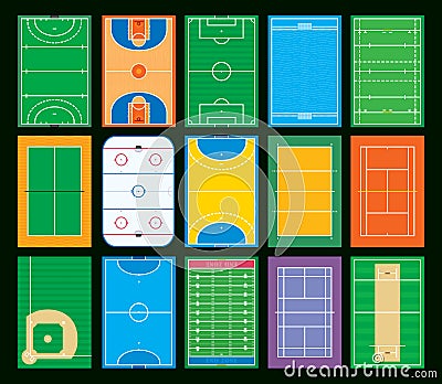 Sports courts and fields Vector Illustration