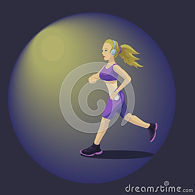 Sports cute girl Jogging Vector Illustration