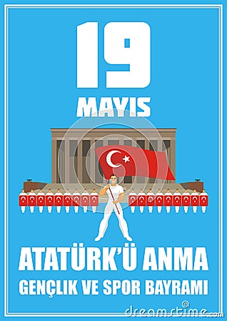 Sports day of Turkey poster Vector Illustration