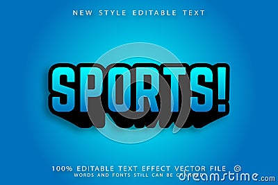 Sports editable text effect 3D emboss modern style Vector Illustration