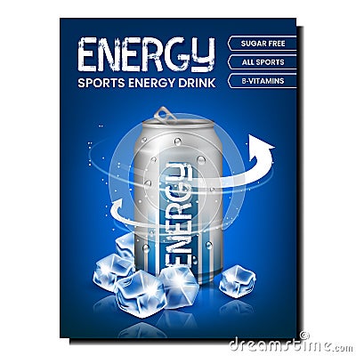 Sports Energy Drink Promotional Poster Vector Stock Photo