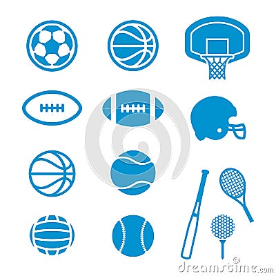 Sports Equipment and Balls icons Vector Illustration