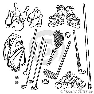 Sports Equipment Collections Stock Photo
