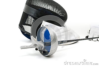 Sports equipment for fencing on a white background Stock Photo