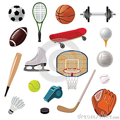 Sports Equipment Icons Set Vector Illustration