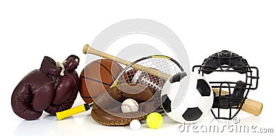 Sports Equipment on White Stock Photo