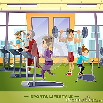 Sports Family Flat Template Vector Illustration