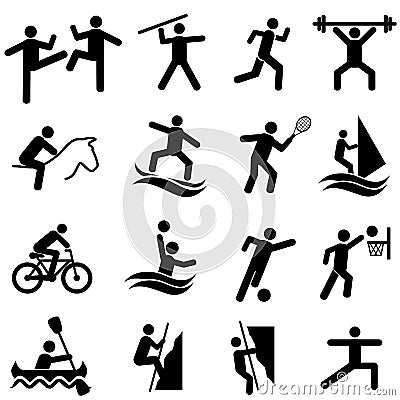 Sports, fitness, activity and exercise icon set Vector Illustration