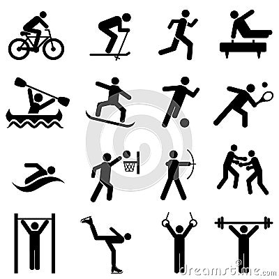 Sports, fitness, activity and exercise icons Vector Illustration